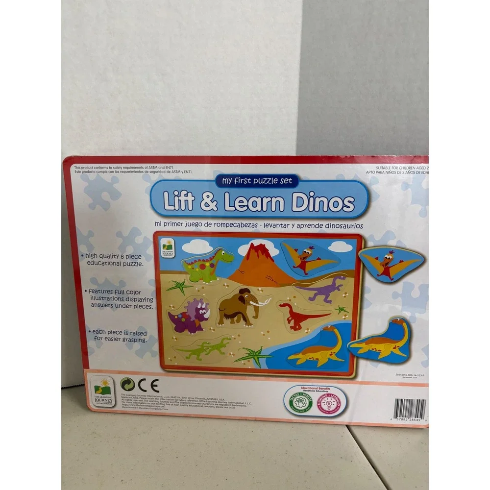 Wooden Puzzle Lot Beleduc One World Map 21pc & Learning Journey‎ Dino 8pc NEW